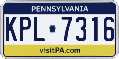 PA license plate KPL7316