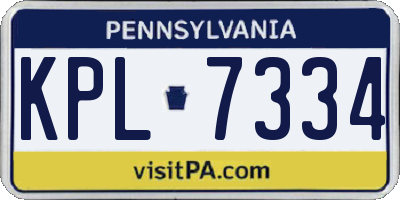 PA license plate KPL7334
