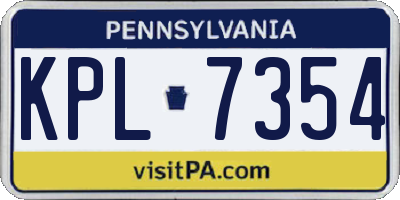 PA license plate KPL7354