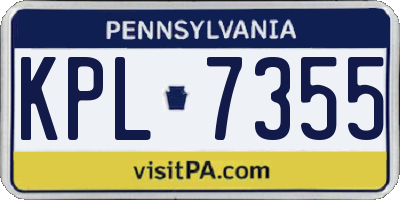 PA license plate KPL7355