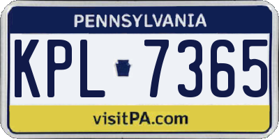 PA license plate KPL7365