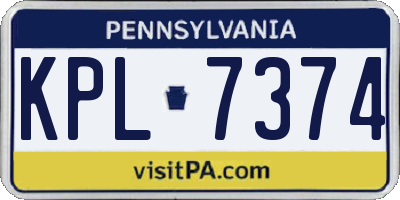 PA license plate KPL7374