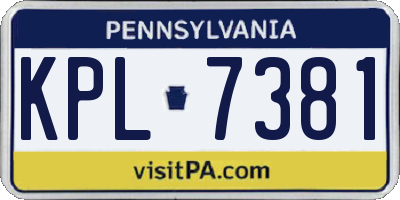PA license plate KPL7381