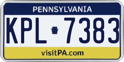 PA license plate KPL7383
