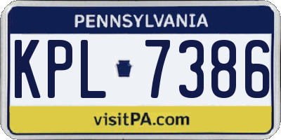 PA license plate KPL7386