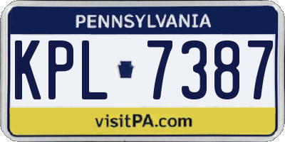 PA license plate KPL7387
