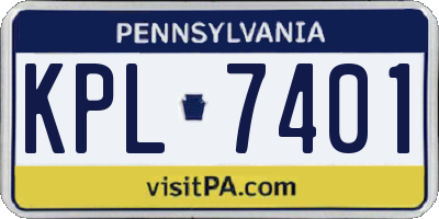 PA license plate KPL7401