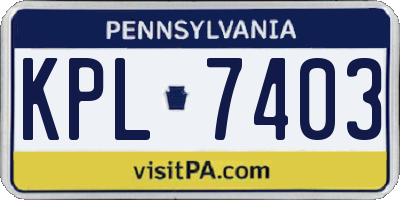 PA license plate KPL7403
