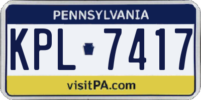 PA license plate KPL7417