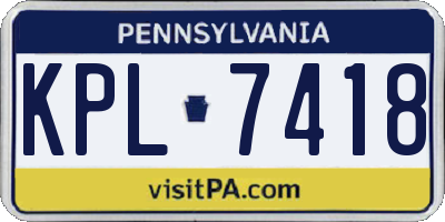 PA license plate KPL7418