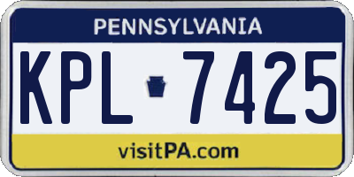 PA license plate KPL7425