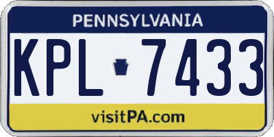 PA license plate KPL7433