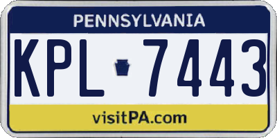 PA license plate KPL7443
