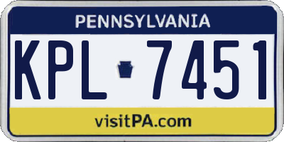 PA license plate KPL7451