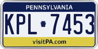 PA license plate KPL7453