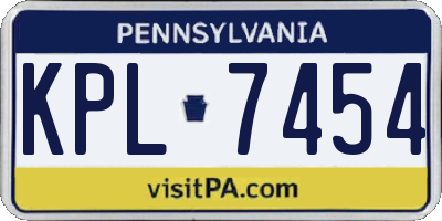 PA license plate KPL7454