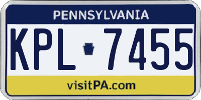 PA license plate KPL7455
