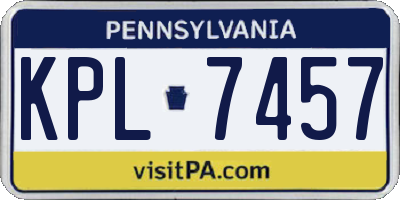 PA license plate KPL7457