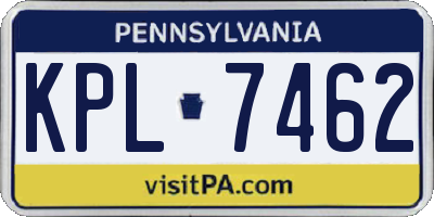 PA license plate KPL7462
