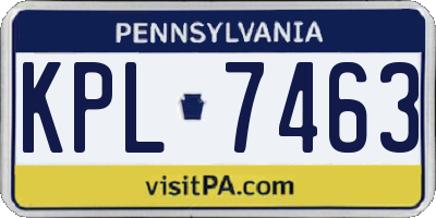 PA license plate KPL7463