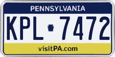 PA license plate KPL7472