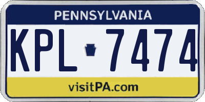 PA license plate KPL7474