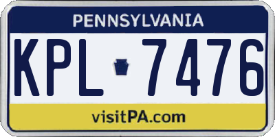 PA license plate KPL7476