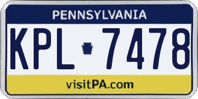 PA license plate KPL7478