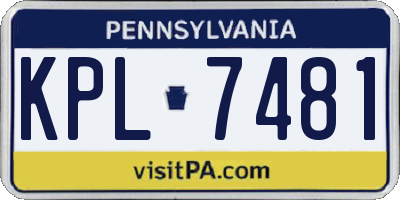 PA license plate KPL7481