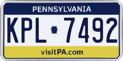 PA license plate KPL7492