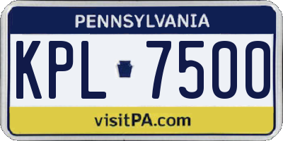 PA license plate KPL7500