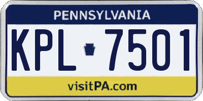 PA license plate KPL7501