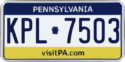 PA license plate KPL7503
