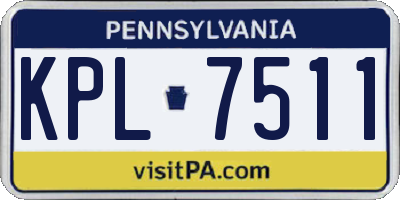 PA license plate KPL7511