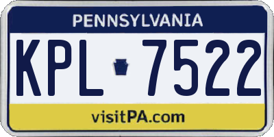 PA license plate KPL7522