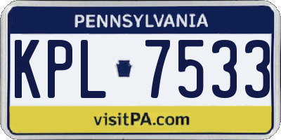PA license plate KPL7533