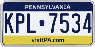PA license plate KPL7534
