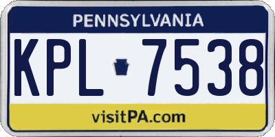 PA license plate KPL7538