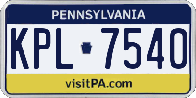PA license plate KPL7540