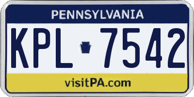 PA license plate KPL7542