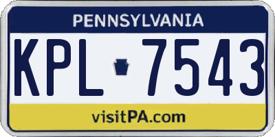 PA license plate KPL7543