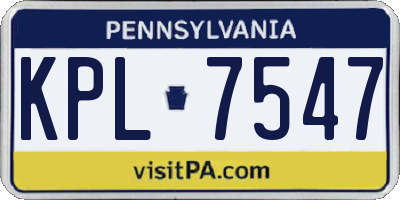 PA license plate KPL7547