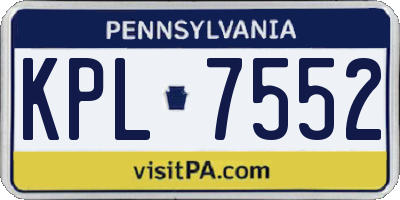 PA license plate KPL7552
