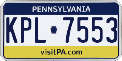 PA license plate KPL7553