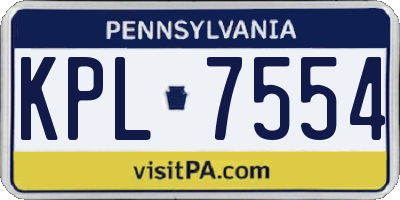 PA license plate KPL7554