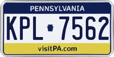 PA license plate KPL7562