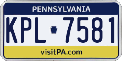 PA license plate KPL7581