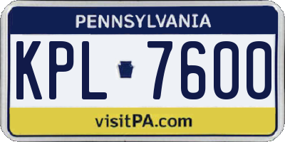 PA license plate KPL7600