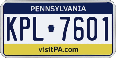 PA license plate KPL7601