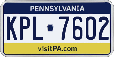 PA license plate KPL7602